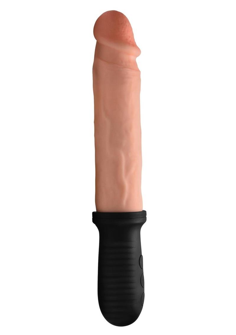 Master Series 8x Auto Pounder Rechargeable Silicone Vibrating and Thrusting Dildo with Handle