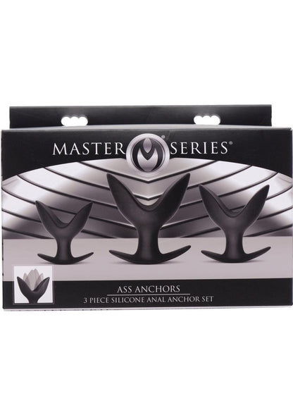 Master Series Ass Anchors 3 Piece Silicone Anal Anchor - Black - Set