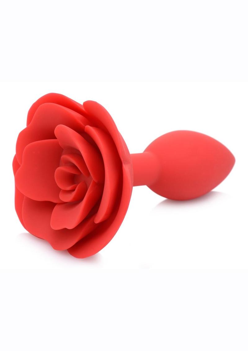 Master Series Booty Bloom Silicone Rose Anal Plug - Red - Medium