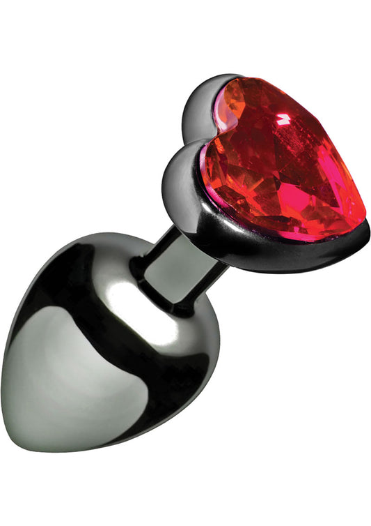 Master Series - Crimson Tied Scarlet Heart Jewel Anal Plug - Red/Silver