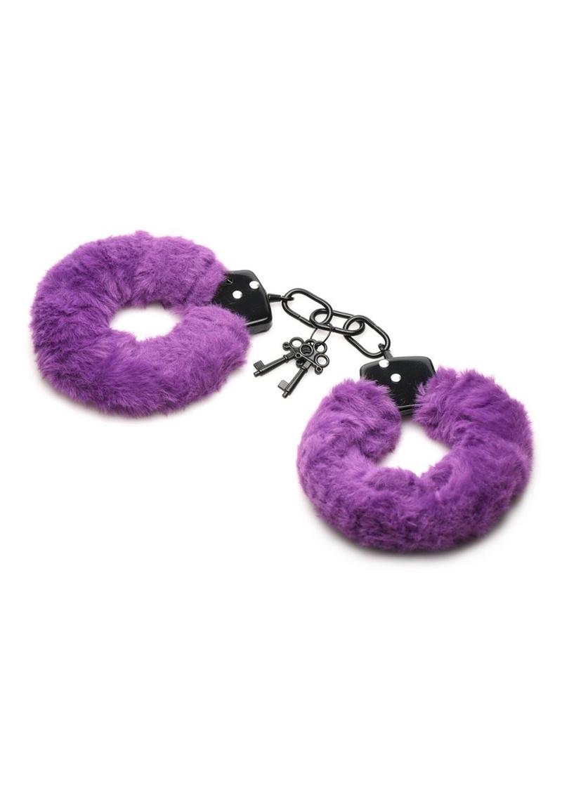 Master Series Cuffed In Fur Furry Handcuffs - Purple