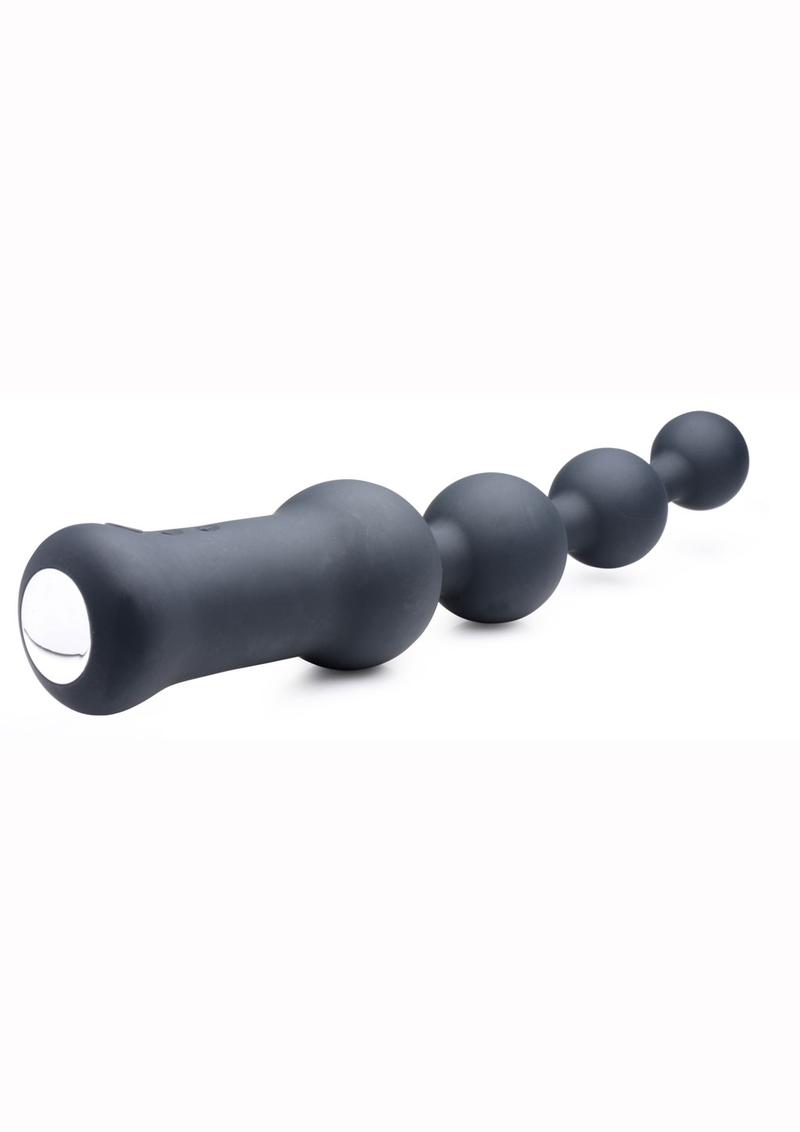 Master Series Deluxe Voodoo Beads 10x Silicone Rechargeable Vibrating Anal Beads - Black