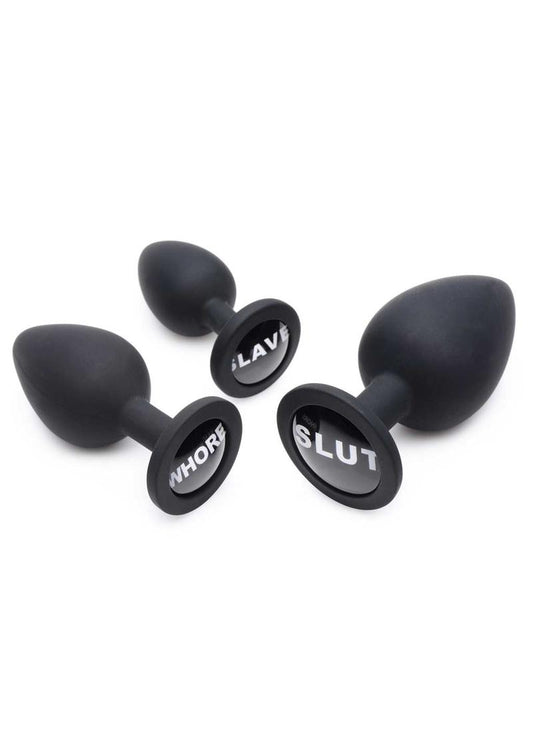 Master Series Dirty Words Anal Plug - Black - Set