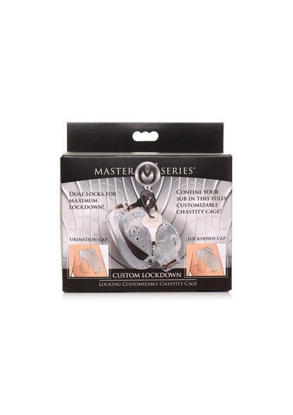 Master Series Double Lockdown Locking Customizable Chastity Cage - Clear