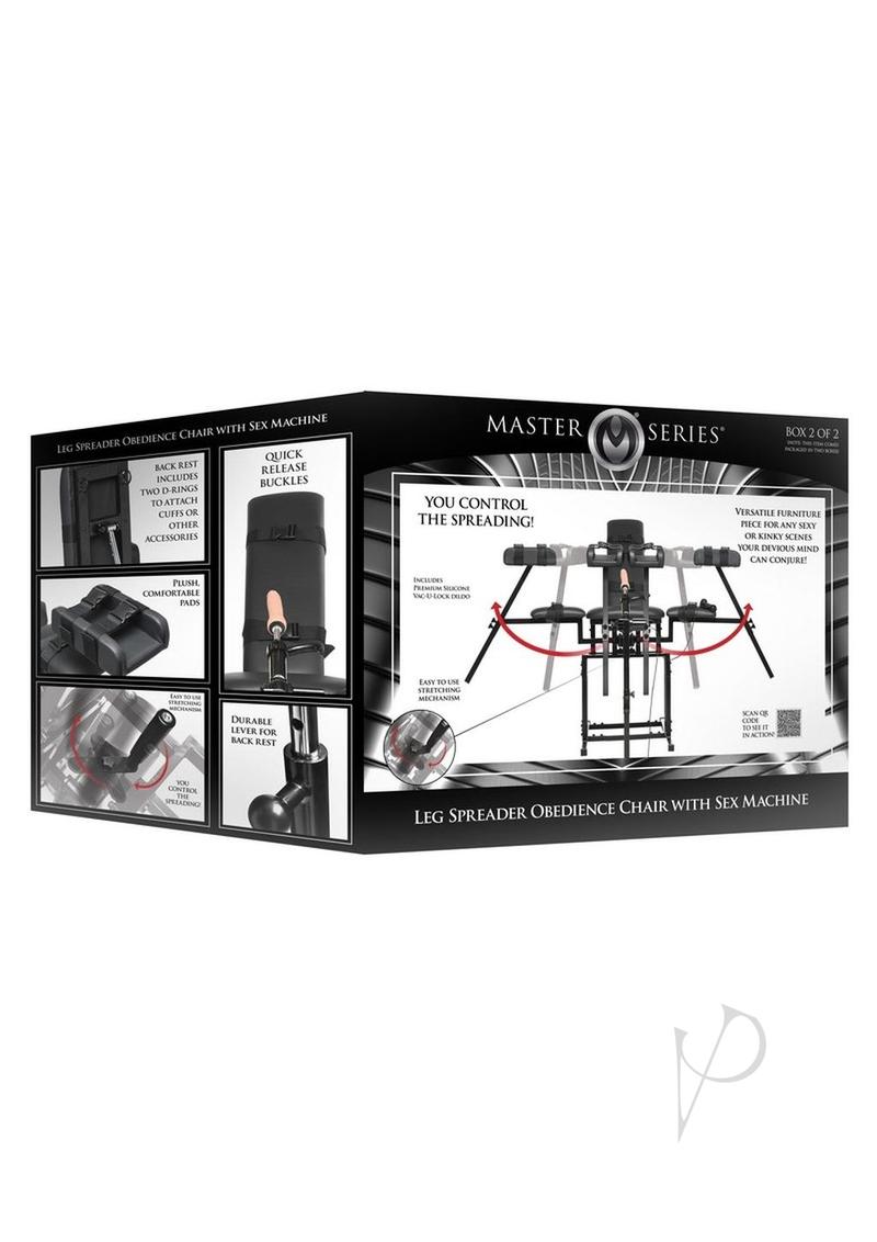 Master Series Leg Spreader Obedience Chair with Sex Machine - Black