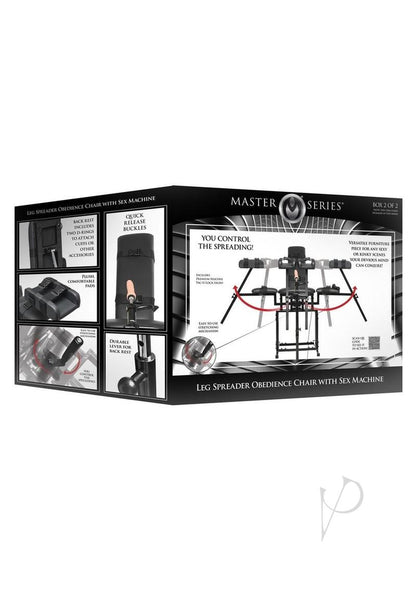 Master Series Leg Spreader Obedience Chair with Sex Machine - Black