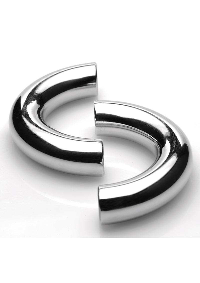 Master Series Mega Magnetize Stainless Steel Cock Ring - Silver - 1.75in