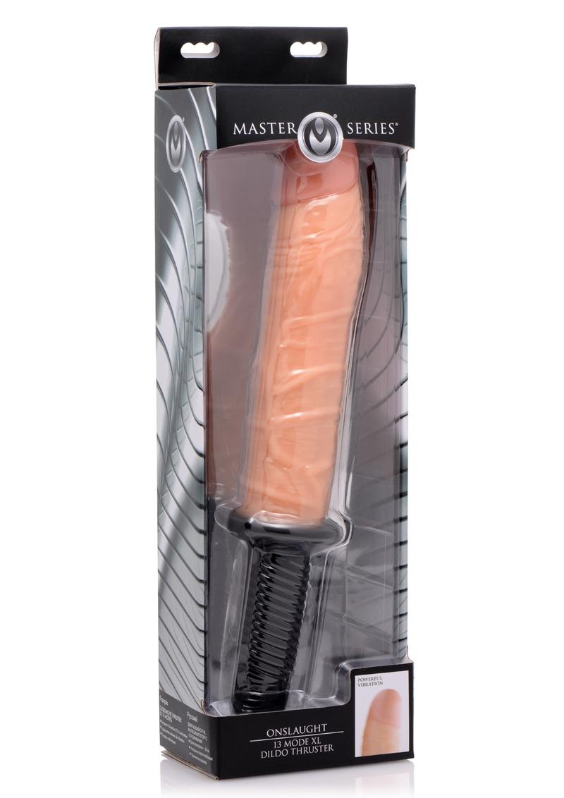 Master Series Onslaught XL Vibrating 9in Dildo Thruster - Vanilla - XLarge