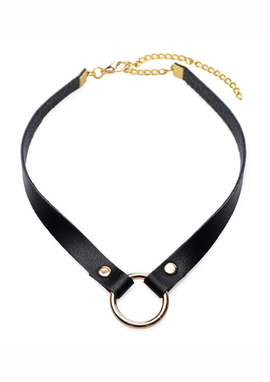 Master Series Posh Pet Gold Ring Slim Choker - Black/Gold