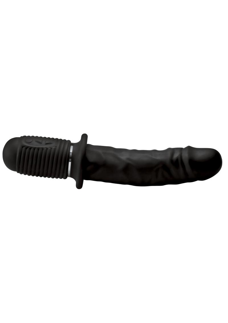 Master Series Power Pounder Vibrating and Thrusting Silicone Dildo - Black