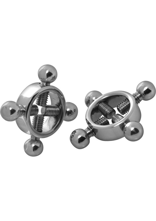 Master Series Rings Of Fire Stainless Steel Nipple Press - Silver - Set