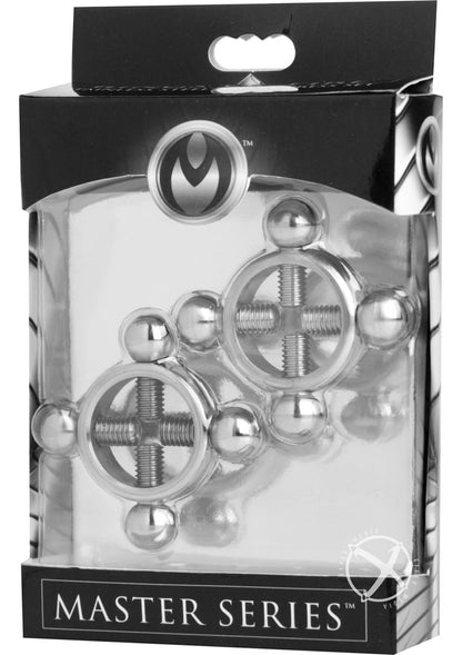 Master Series Rings Of Fire Stainless Steel Nipple Press - Silver - Set