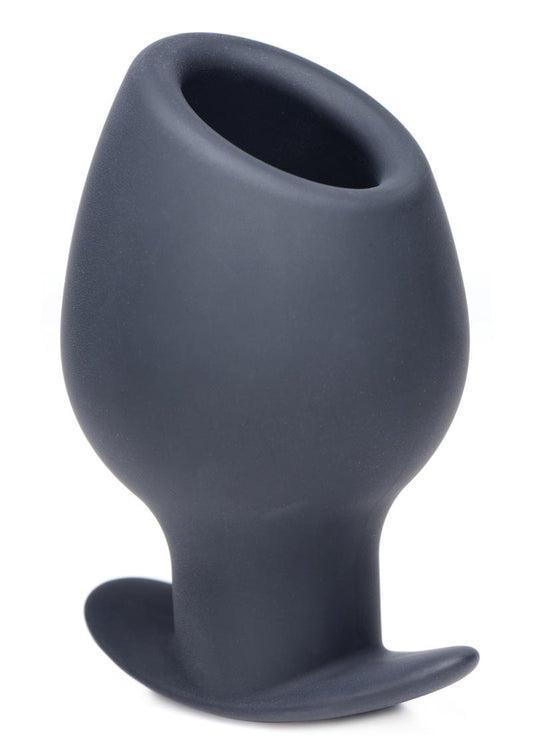 Master Series Silicone Hollow Anal Plug - Black - Large