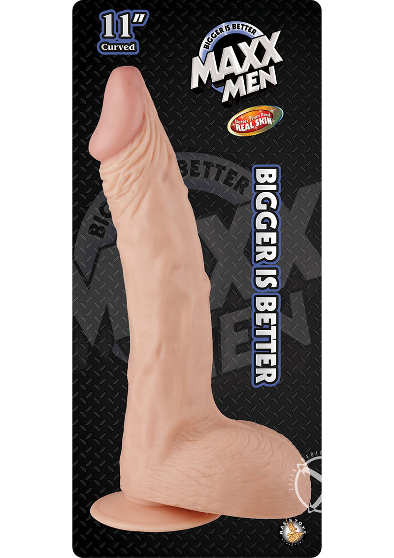 Maxx Men Curved Dildo - Flesh/Vanilla - 11in