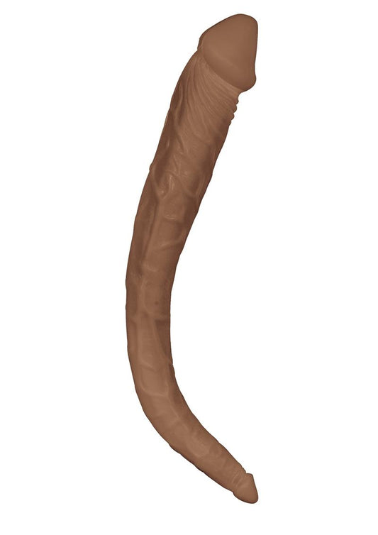 Maxx Men Realistic Curved Double Dildo - Brown/Chocolate - 15in