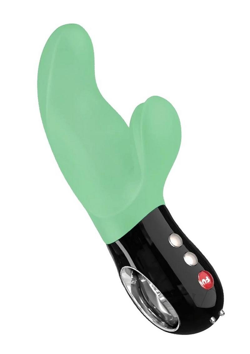 Miss Bi Silicone Vibrator with Clitoral Stimulator - Jade - Green