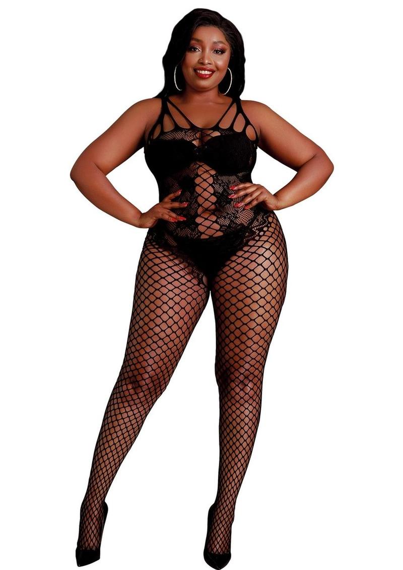 Moonlight Model 04 Bodystocking - Black - Plus Size/Queen