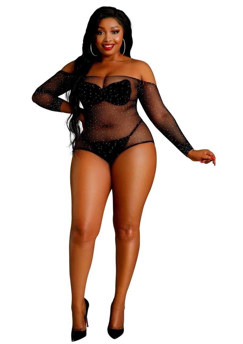 Moonlight Model 09 Bodystocking - Black - Plus Size/Queen