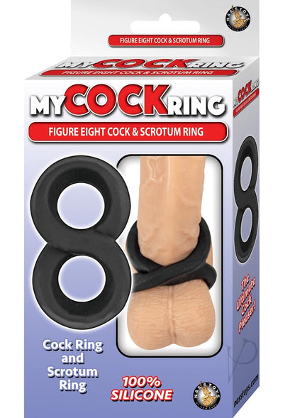 My Cockring Figure Eight Silicone Cock and Scrotum Ring - Black