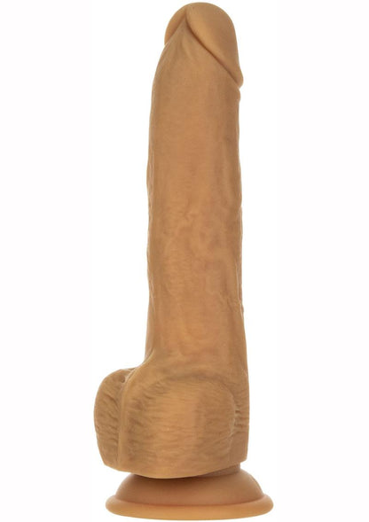 Naked Addiction Silicone Rechargeable Thrusting Dildo - Brown/Caramel - 9in