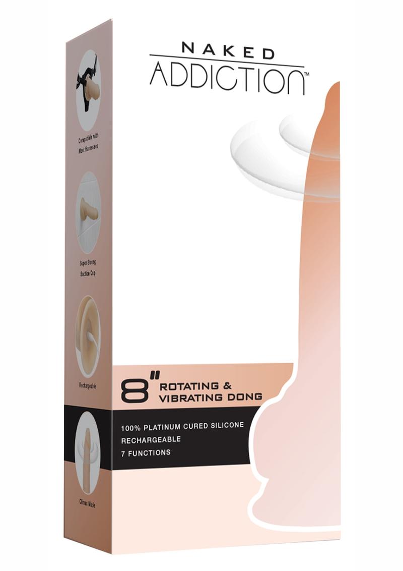 Naked Addiction Silicone Rechargeable Vibrating and Rotating Dildo - Vanilla - 8in