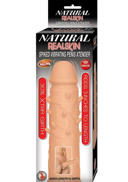 Natural Realskin Spiked Vibrating Penis Xtender - White