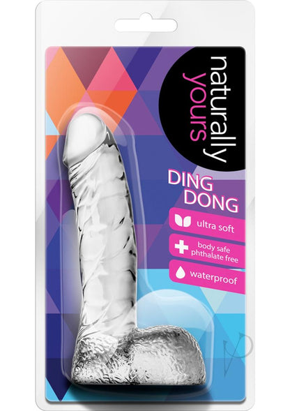 Naturally Yours Ding Dong Dildo with Balls - Clear - 5.5in