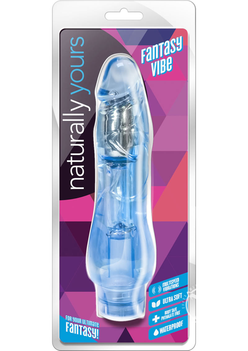 Naturally Yours Fantasy Vibrating Dildo - Blue - 8.5in