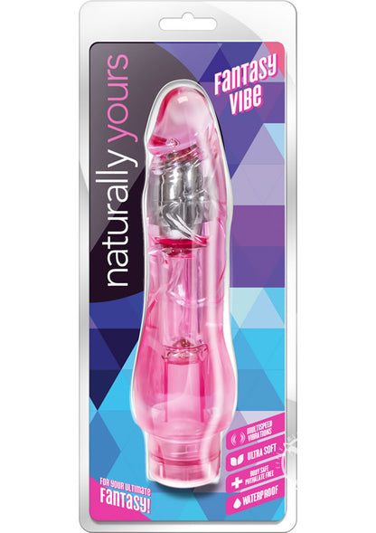 Naturally Yours Fantasy Vibrating Dildo - Pink - 8.5in