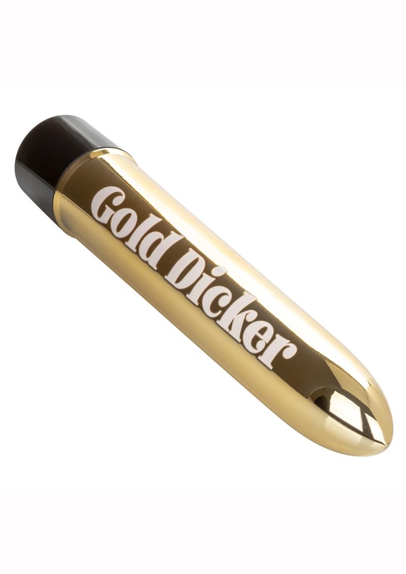 Naughty Bits Gold Dicker Personal Vibrator - Gold - 6.75in