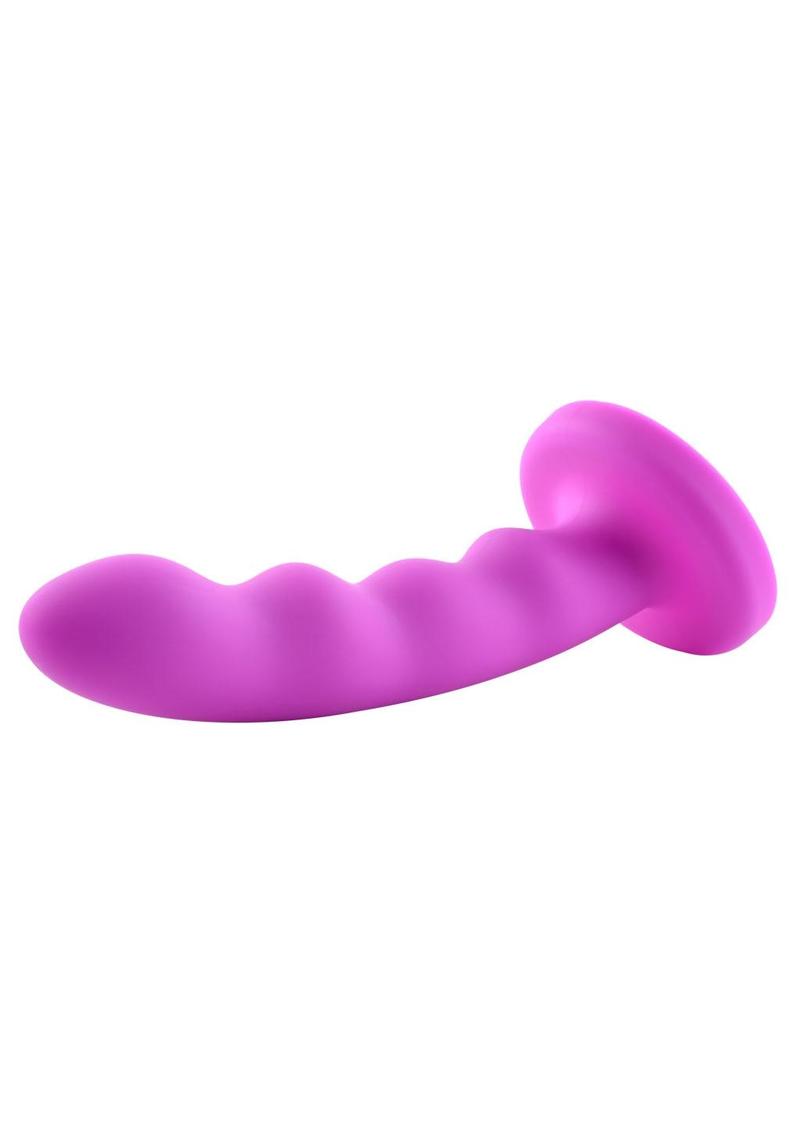 Nautia Silicone Curved Dildo with Suction Cup - Fuchsia/Pink - 8in