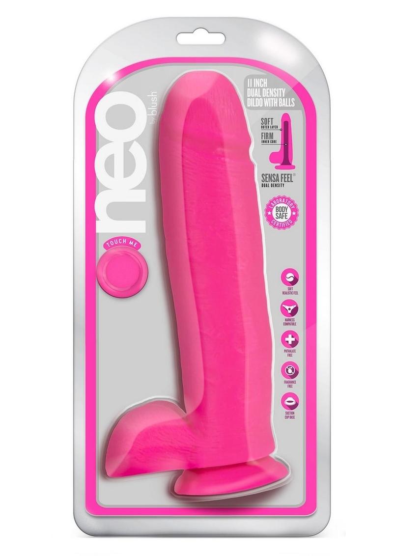 Neo Dual Density Dildo - Neon Pink/Pink - 11in