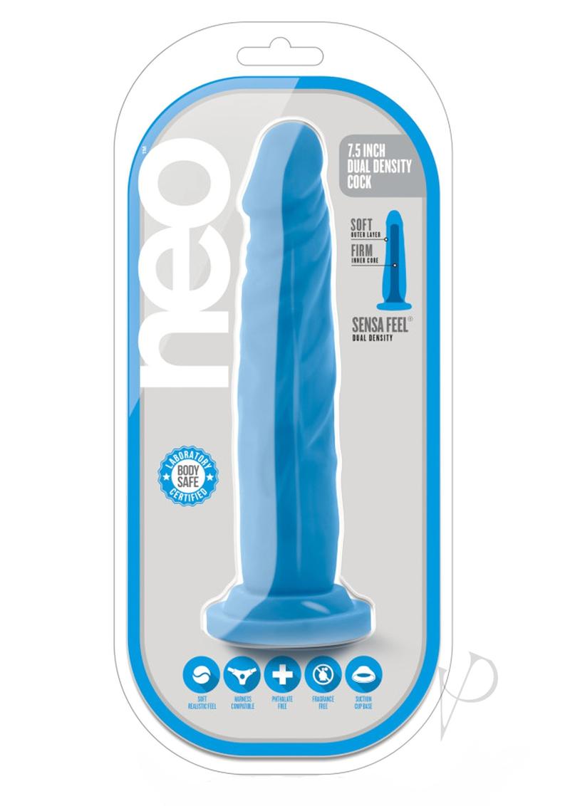 Neo Dual Density Dildo - Blue/Neon Blue - 7.5in