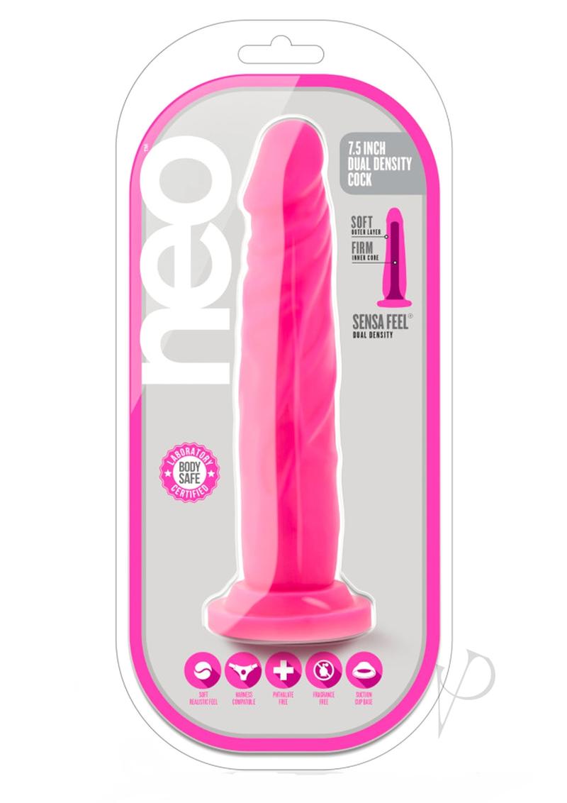 Neo Dual Density Dildo - Neon Pink/Pink - 7.5in