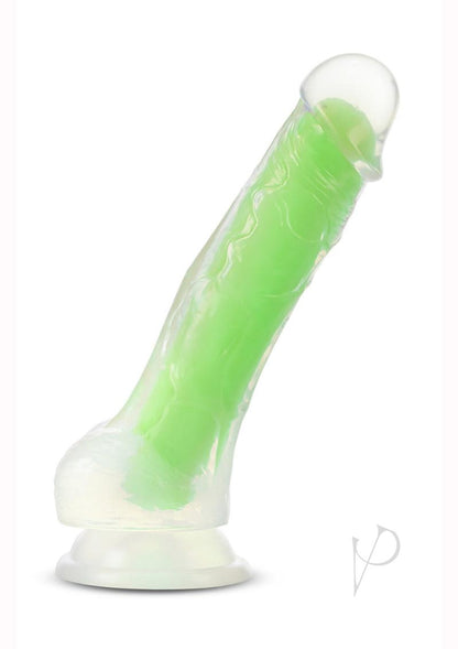 Neo Elite Glow In The Dark Dildo with Balls - Glow In The Dark/Green - 7.5in