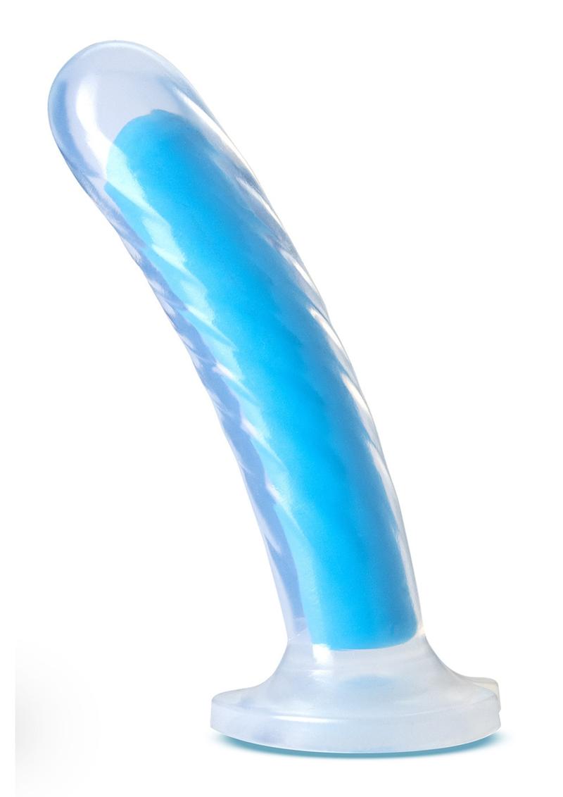 Neo Elite Glow In The Dark Tao Silicone Dual Dense Dildo - Blue/Glow In The Dark/Neon Blue - 7in