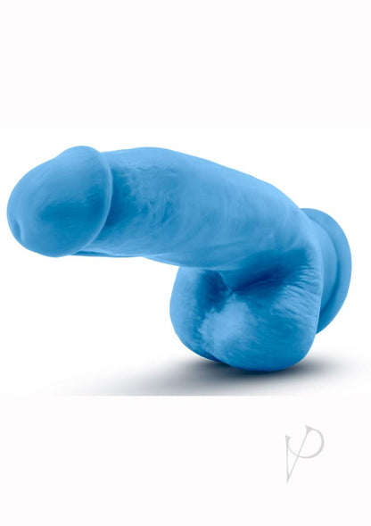 Neo Elite Silicone Dual Density Cock with Balls - Blue/Neon Blue - 7.5in