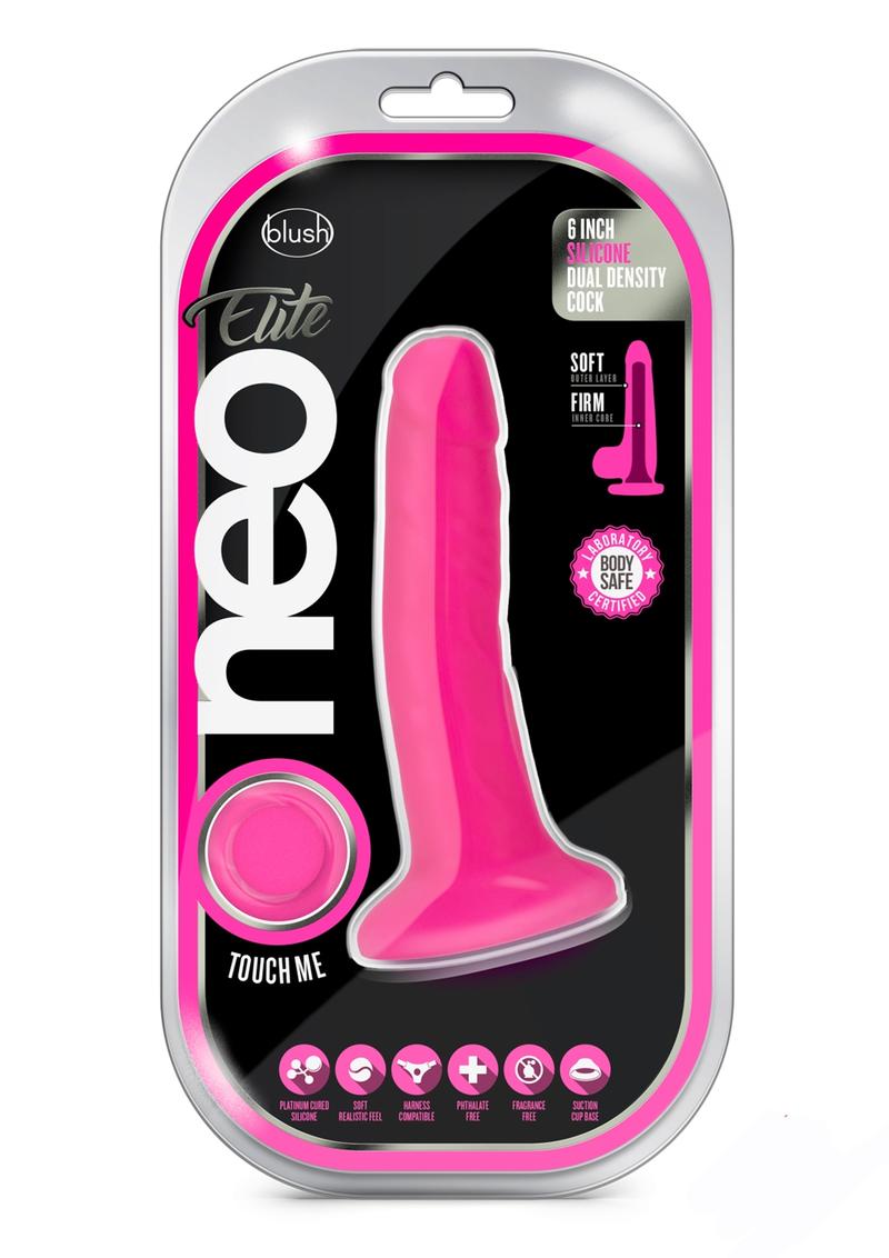 Neo Elite Silicone Dual Density Dildo - Pink - 6in