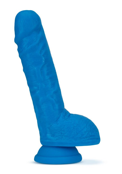 Neo Elite Silicone Dual Density Dildo with Balls - Blue - 9in