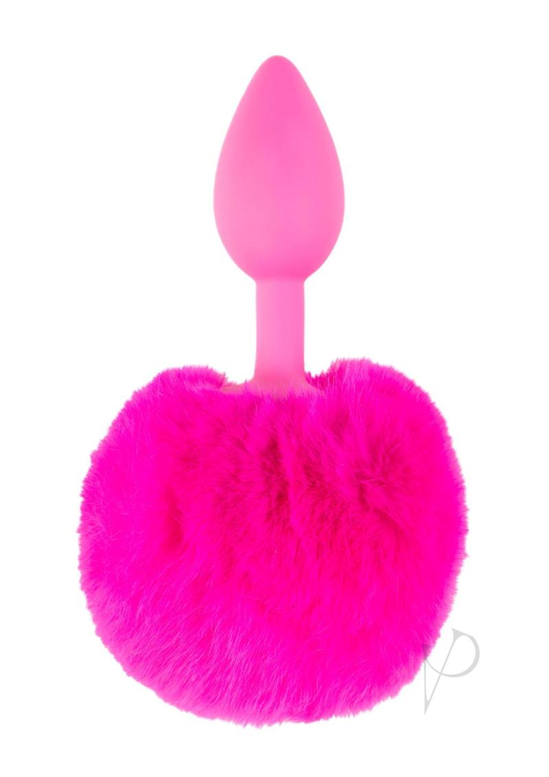 Neon Bunny Tail Silicone Anal Plug - Pink