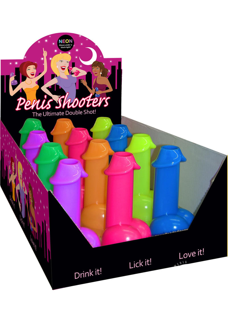 Neon Penis Shooters Counter - Assorted Colors - 12 Per Display/Display