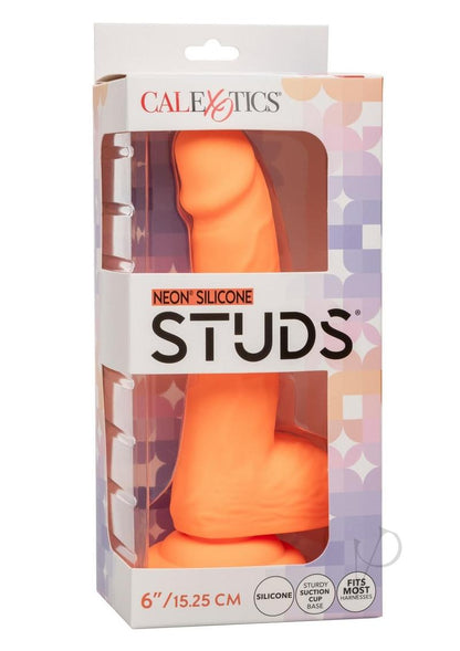 Neon Silicone Studs Dildo - Orange - 6in