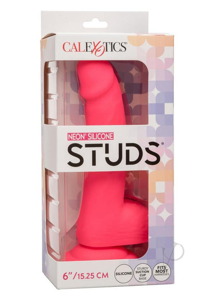 Neon Silicone Studs Dildo - Pink - 6in