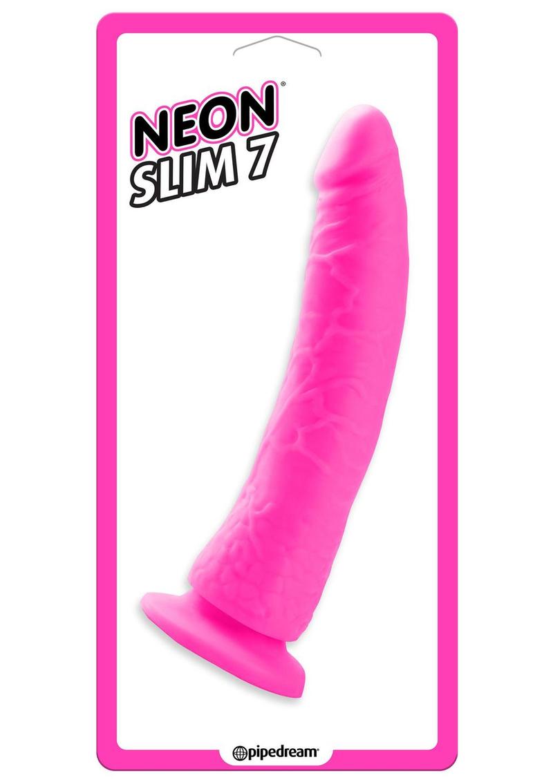 Neon Slim 7 Dildo - Pink - 7in