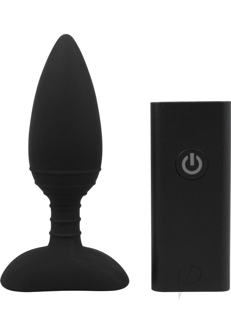 Nexus Ace Rechargeable Silicone Vibrating Butt Plug with Remote Control - Black - Small