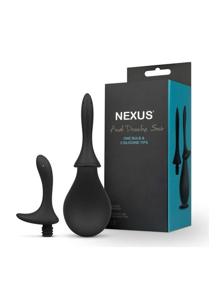 Nexus Anal Douche Set with Silicone Tips - Black