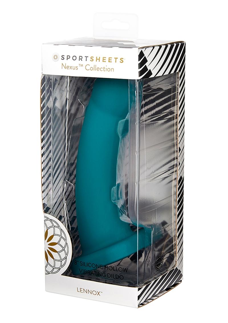 Nexus Collection By Sportsheets Lennox Silicone Hollow Vibrating Sheath Rechargeable Dildo - Green - 8in