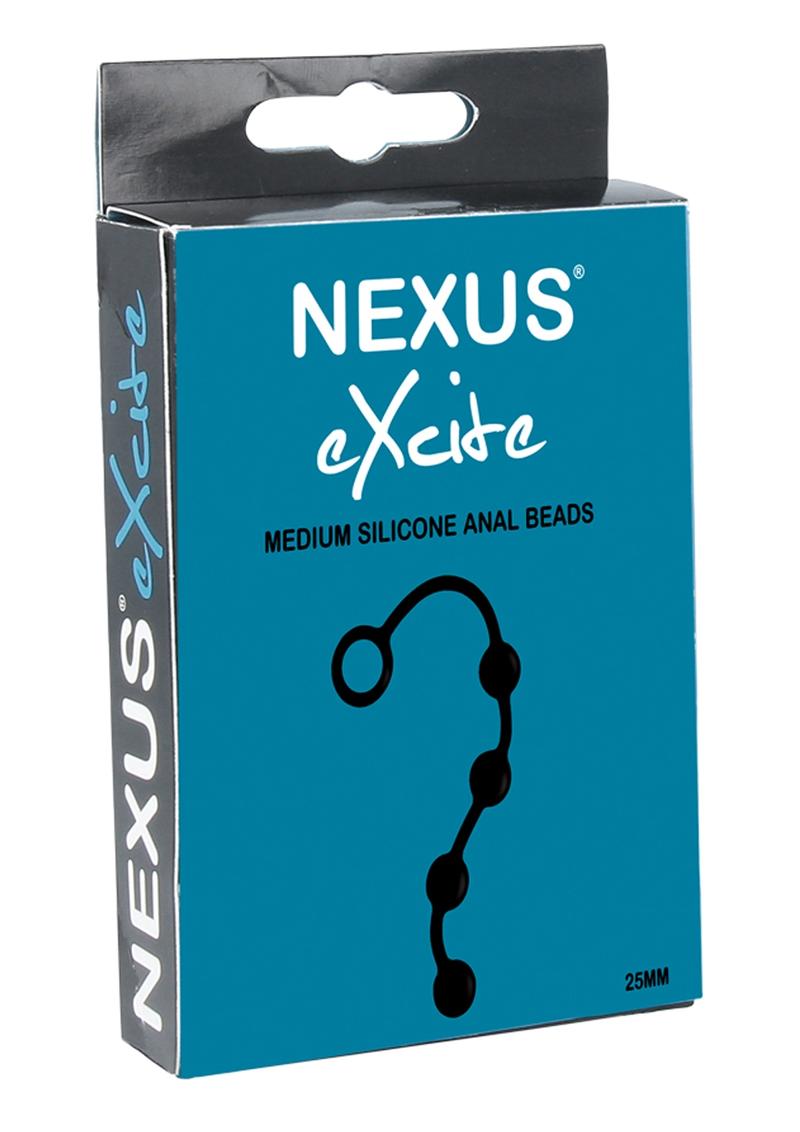 Nexus Excite Silicone Anal Beads - Black - Medium