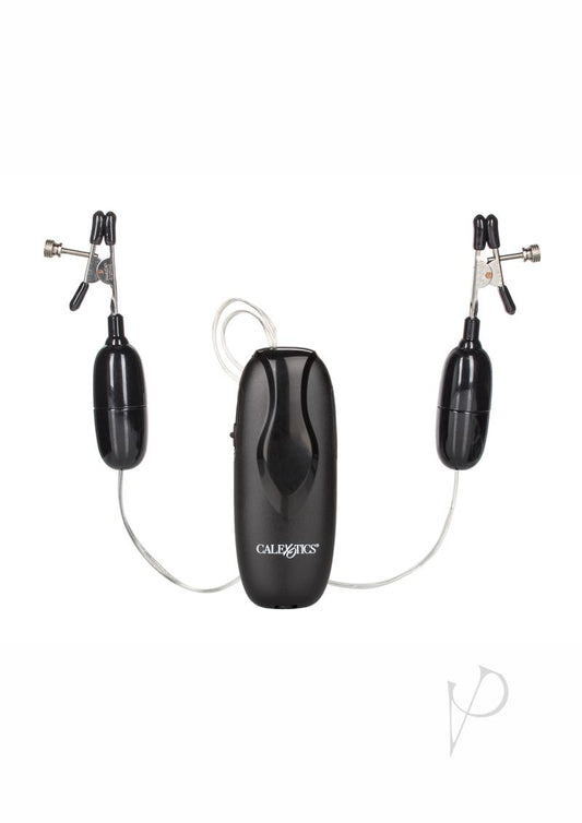 Nipple Play Vibrating Nipple Clamps with Remote - Black