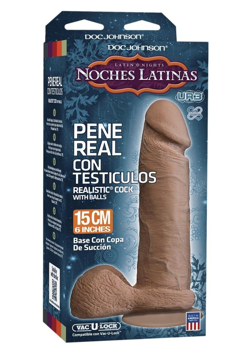 Noches Latina Pene Real Con Testiculos Dildo - Caramel - 6in